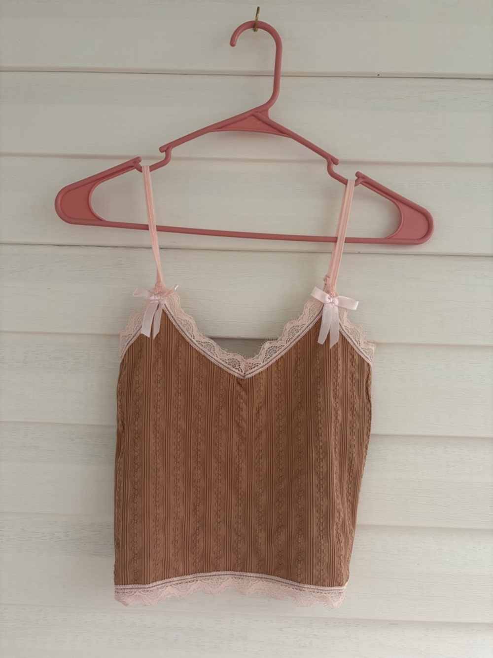 Urban Outfitters Lace Cami Pink Brown Y2K Coquette Top Feminine